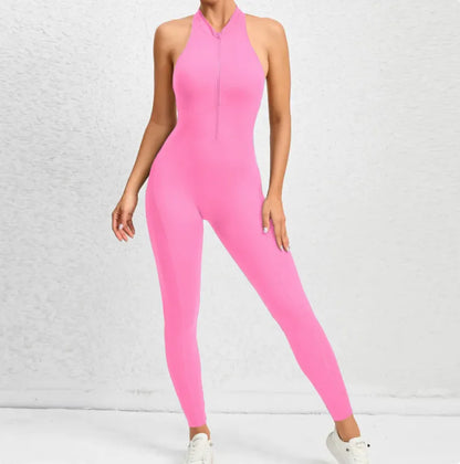 Sleeveless Zippered Yoga Jumpsuit