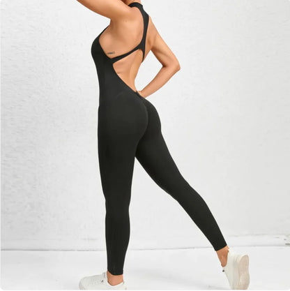 Sleeveless Zippered Yoga Jumpsuit