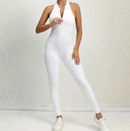 Sleeveless Zippered Yoga Jumpsuit